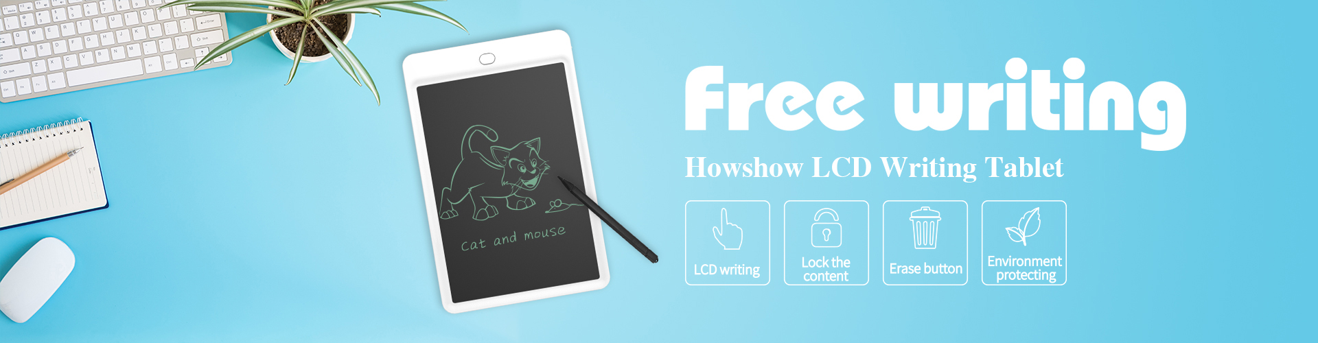 free writing. Howshow LCD Writing Tablet. 10 inch handwriting board